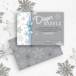 Diaper Raffle Pojke Blue Grått Snowflake Winter Tilläggskort