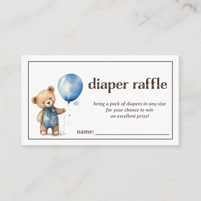 Diaper Raffle Pojke Shower Tilläggskort (Framsida)