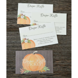 Diaper Raffle Pumpkin Fall Baby Shower Visitkort
