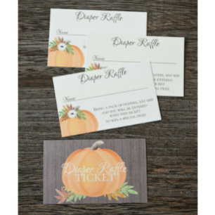 Diaper Raffle Pumpkin Fall Baby Shower Visitkort