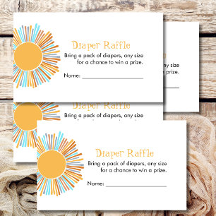 Diaper Raffle Retro Boho Sol Baby Shower Game Tilläggskort