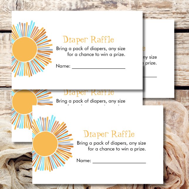 Diaper Raffle Retro Boho Sol Baby Shower Game Tilläggskort (Skapare uppladdad)