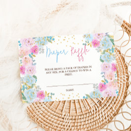 Diaper Raffle Rosa Blue Blommigt Tilläggskort