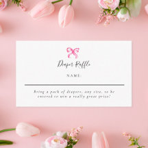 Diaper Raffle Rosa Bow Coquette Baby Shower