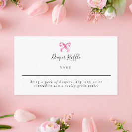 Diaper Raffle Rosa Bow Coquette Baby Shower Tilläggskort