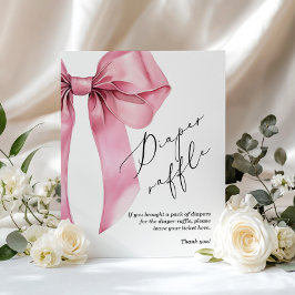 Diaper raffle Rosa Bow Girl Baby dusch Poster