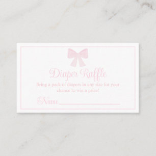 Diaper Raffle Rosa Bow Preppy Baby Shower Visitkort