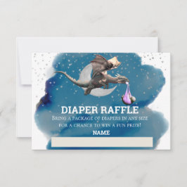Diaper Raffle Rosa Dragon Silver Star Inbjudningar