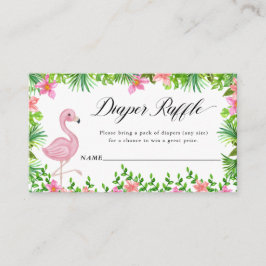Diaper Raffle Rosa Flamingo Tropical Flowers Tilläggskort