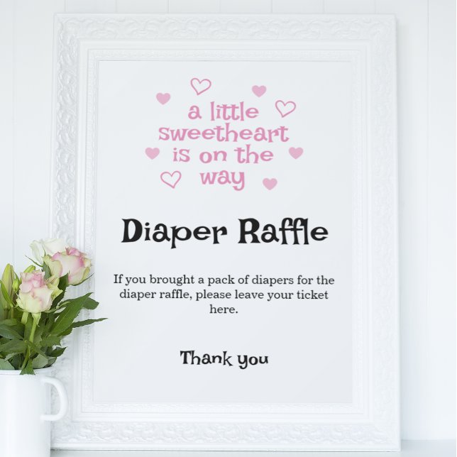 Diaper Raffle Rosa Girl Baby Shower Sign Sign Poster (Skapare uppladdad)