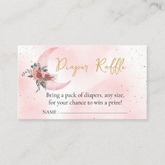 Diaper Raffle Rosa Guld Vi är över Måne Tilläggskort
