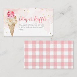 Diaper Raffle Rosa  Ice Cream Guld Glitter Tilläggskort