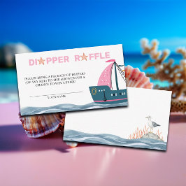 Diaper Raffle Rosa Nautical Baby Shower Tilläggskort