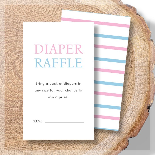 Diaper Raffle | Rosa- och Blue Baby Shower Tilläggskort (Skapare uppladdad)