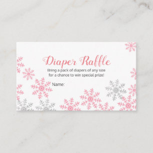 Diaper Raffle Rosa Silver Winter Snöflingor Tilläggskort