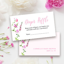 Diaper Raffle Rosa WildblomBaby Shower Tilläggskort