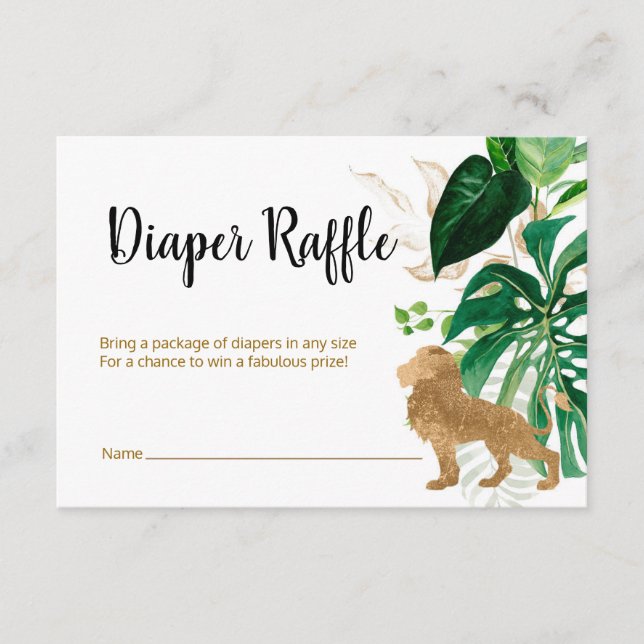 Diaper Raffle Safari guld djur Tilläggskort (Framsida)