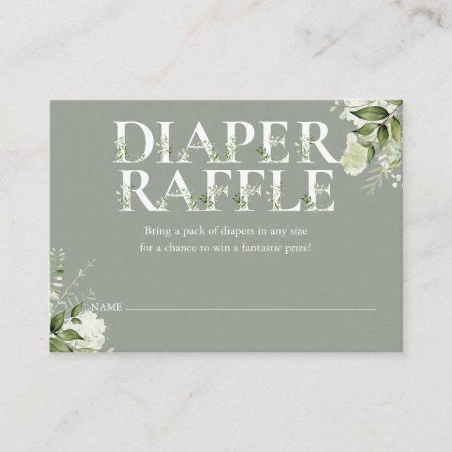Diaper Raffle Sage Greenery Baby Shower Tilläggskort (Framsida)