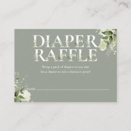 Diaper Raffle Sage Greenery Baby Shower Tilläggskort