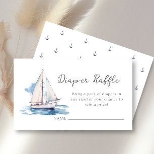 Diaper Raffle Segelbåt Baby Shower Tilläggskort