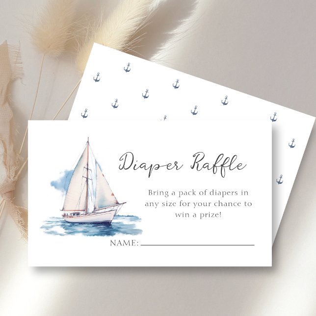 Diaper Raffle | Segelbåt Baby Shower Tilläggskort (Skapare uppladdad)