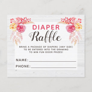 Diaper Raffle Shabby chic Rustic Baby Shower-spel Flygblad