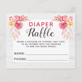 Diaper Raffle Shabby chic Rustic Baby Shower-spel Flygblad