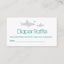 Diaper Raffle Shark White Grönt Baby Shower
