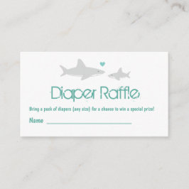 Diaper Raffle Shark White Grönt Baby Shower Tilläggskort