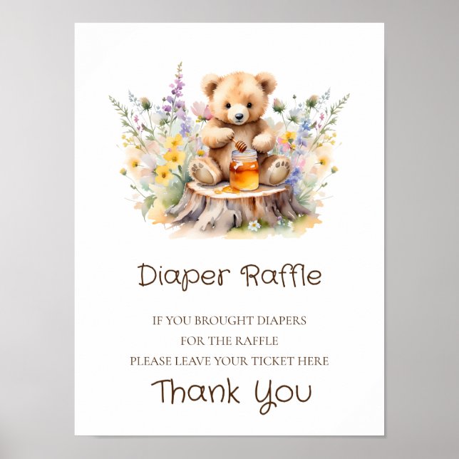 Diaper Raffle Sign A Little Baby Shower Poster (Framsidan)