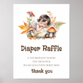 Diaper Raffle Sign Baby Shower Woodland Fairy Poster