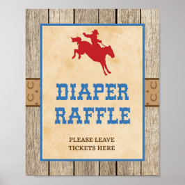 Diaper Raffle Sign Cowboy Baby Shower Poster