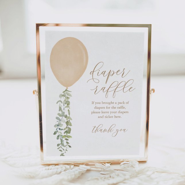 Diaper Raffle Sign Guld Balloon Baby Shower Poster (Skapare uppladdad)