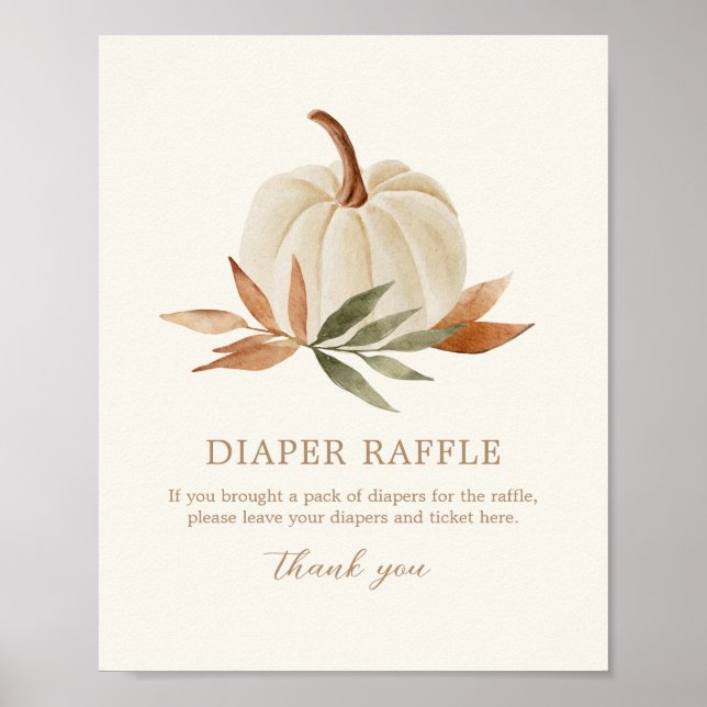Diaper Raffle Sign Little Pumpkin Baby Shower Poster (Framsidan)
