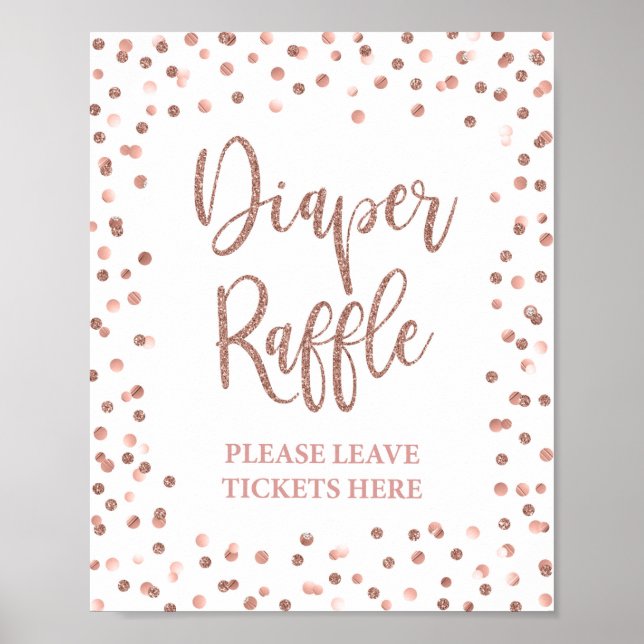 Diaper Raffle Sign Ro Guld Confetti Baby Shower Poster (Framsidan)
