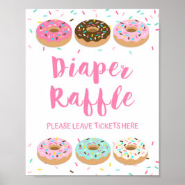 Diaper Raffle Sign Rosa Donut Sprinkle Bord Sign Poster