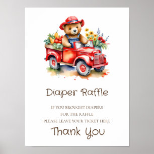 Diaper Raffle Sign Teddy Locally Grown Baby Poster