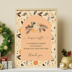 Diaper Raffle Sign Winter Citrus Baby Shower Poster