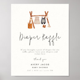 Diaper Raffle-skylt | Boho Clothes Baby Shower Poster