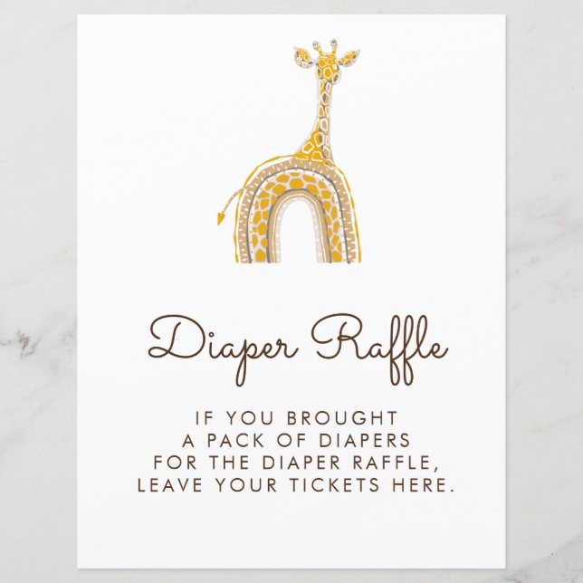 Diaper Raffle-skylt | Giraffe (Framsida)