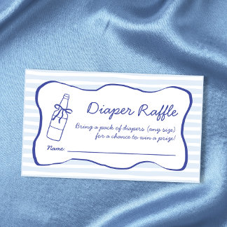 Diaper Raffle Soda Bottle Wavy Blue Baby Shower Tilläggskort
