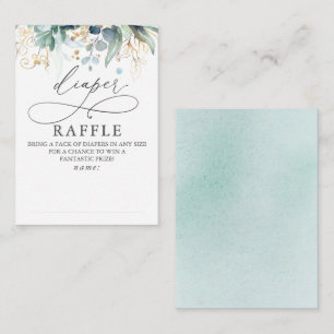 Diaper Raffle Soft Greenery Baby Shower Biljett Tilläggskort
