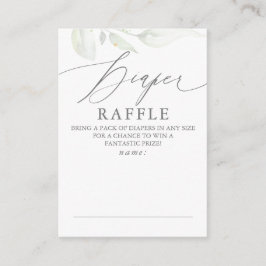 Diaper Raffle Soft Greenery Baby Shower Biljett Tilläggskort