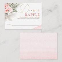 Diaper Raffle Soft Rosa Blommigt Baby Shower Bilje