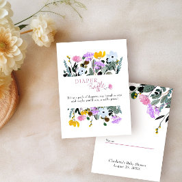 Diaper Raffle Söt Wildblomme Gräsmatta White Tilläggskort