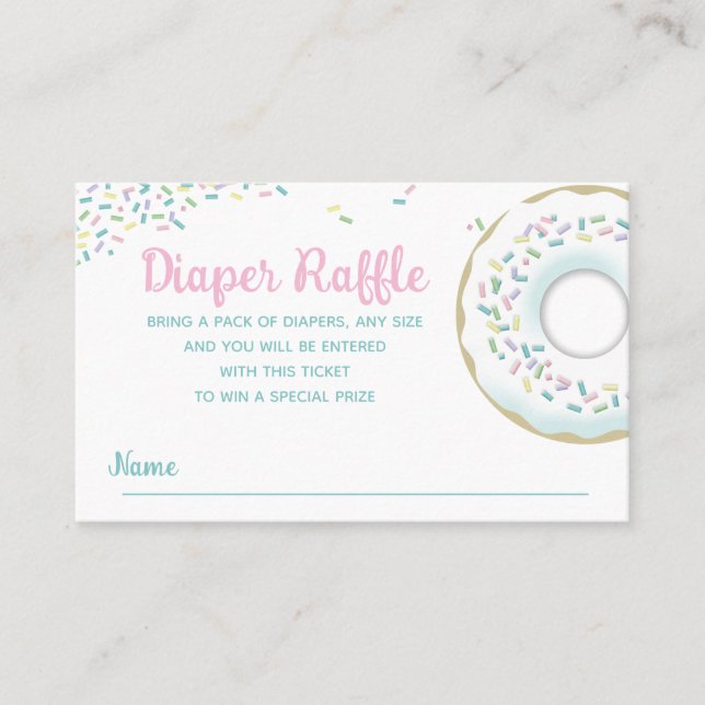 Diaper Raffle Sprinkle Doughnut Baby Shower Visitkort (Framsida)