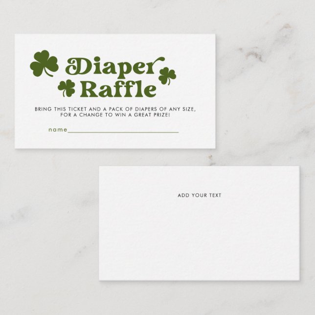 Diaper Raffle St. Patrick Day Baby Shower Tilläggskort (Fram/baksida)
