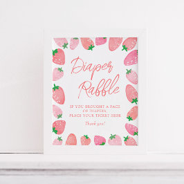 Diaper Raffle Strawberry Baby Shower Poster