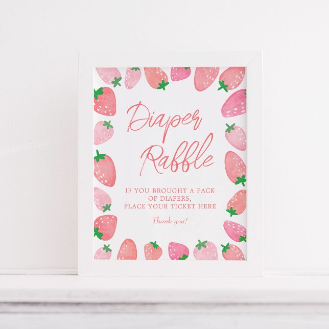Diaper Raffle Strawberry Baby Shower Poster (Skapare uppladdad)