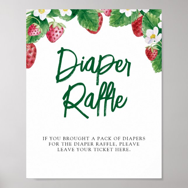 Diaper Raffle Summer Berry Sweet Baby Shower Poster (Framsidan)